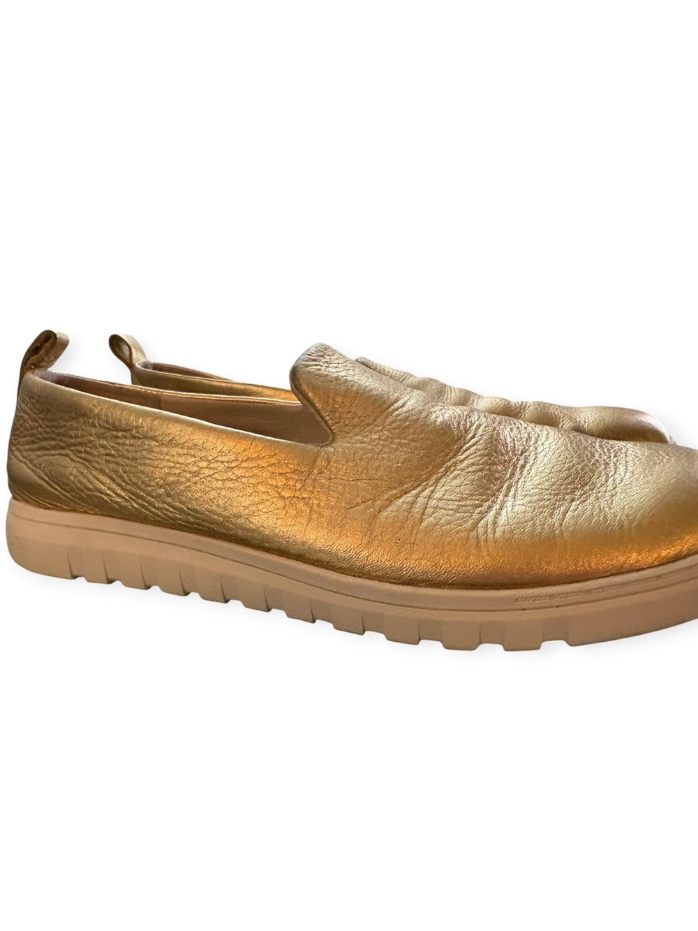VIONIC Uptown Willa Slide Sneakers Walking Gold Leather Size 9